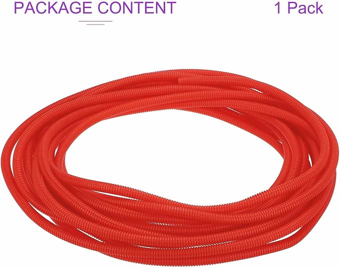 DMiotech 50ft Wire Loom Split Tubing 3/8 Inch(9.5mm) ID, Cord Protectors from Pet Flexible Conduit Cable Management for Office Home Garden, Red