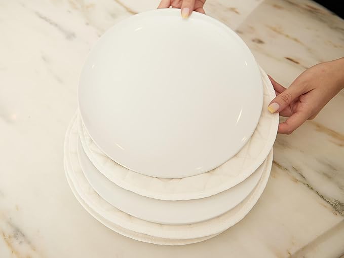 Covermates Keepsakes Quilted Dish Dividers – Set of Padded Plate Protectors for China & Dinnerware Storage, Scratch Protection, Machine Washable, Cream