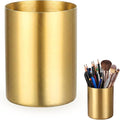 Stainless Steel Gold Pen Holder, Multi-Purpose Desk Pencil Cup, Elegant Makeup Brush Organizer for Office Home Vanity Decor, 3.9 Inch
