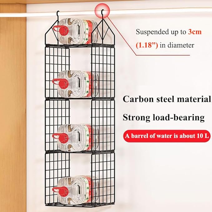 Hanging Closet Organizer, Carbon Steel 5-Shelf Hanging Storage, Collapsible Hanging Shelves, Versatile Storage for Clothes, Handbags (Black)