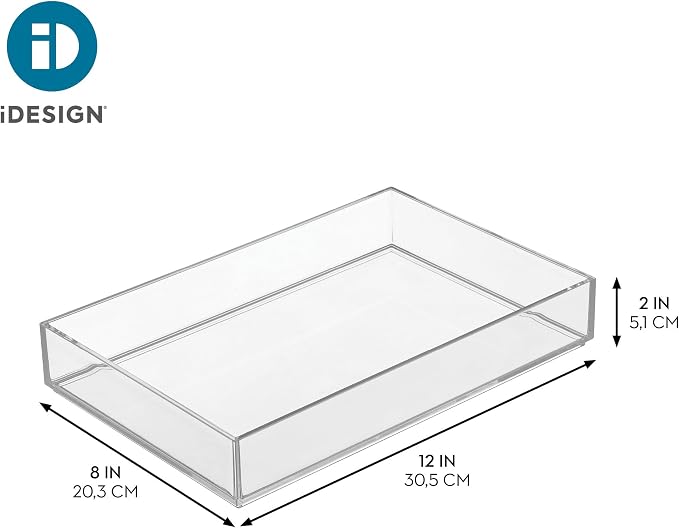 iDesign Clear Drawer Organizer | Plastic Tray, Makeup Storage, Bathroom Vanity, Dresser or Desk