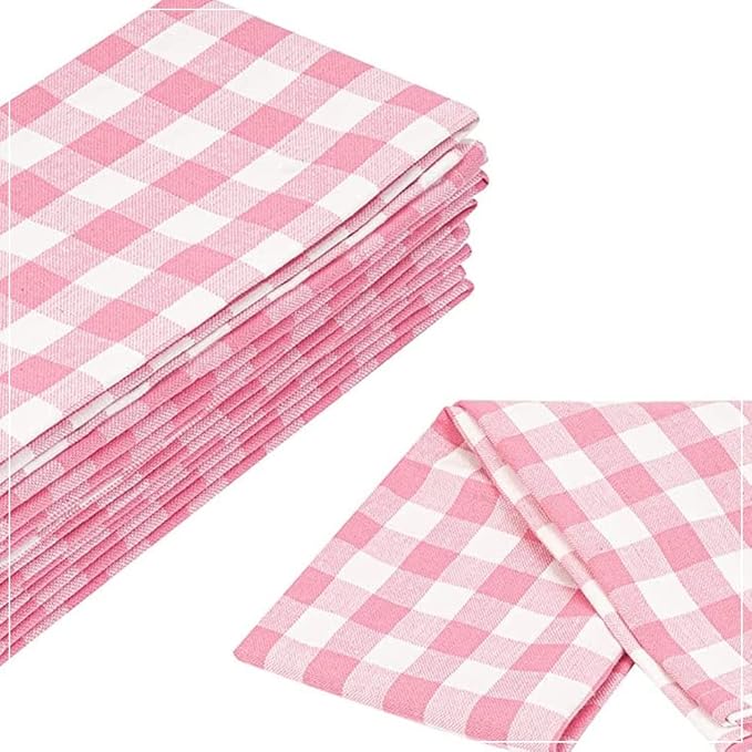 Towels Pink Classic Dish Towels Dishcloths Set Rags|Gingham Checks Pantry Drying Hand Towels Reusable Cotton 18x28 Inch Towel Spring Decorative Set of 6