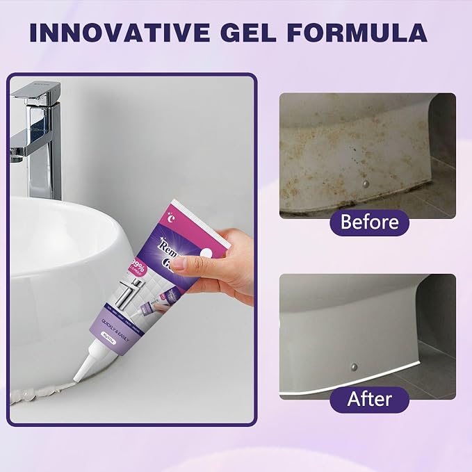 2Pcs Cleaning Remover Gel,Powerful Household Cleaning Gel,Multi-Surface Remover Gel for Bathroom Shower Kitchen Tile Grout, Sinks Countertops,Safe Formula That Does Not Damage Surface,180g