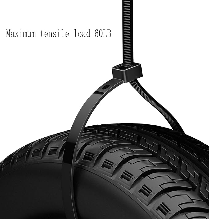 Zip ties 18 inch black Cable ties 100 pcs/Pack outdoor use wire ties with 60 Pounds tensile