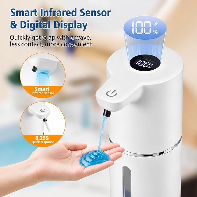 Automatic Liquid Soap Dispenser, Touchless Rechargeable, 350ml, White
