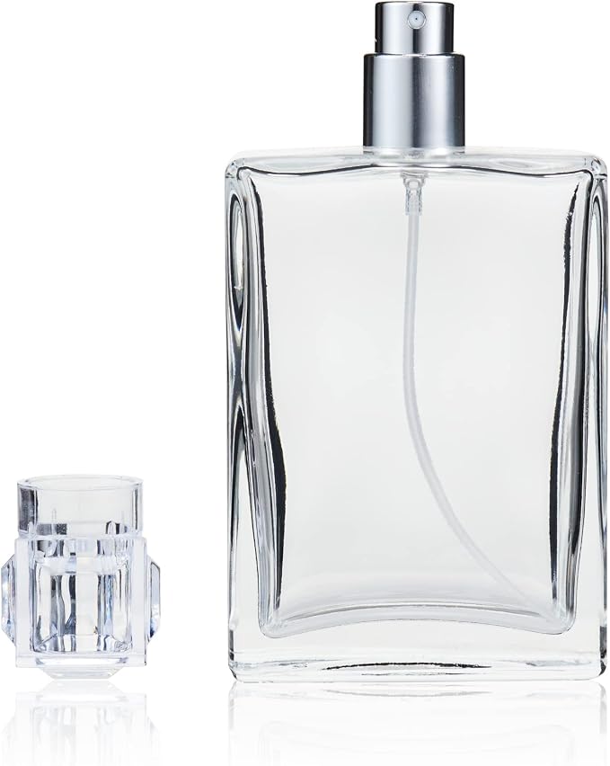 100ml/3.4oz Perfume Spray Bottles | Refillable Glass Perfume Atomizer, Empty Square Clear Glass Cologne Bottles with Fine Mist Spray