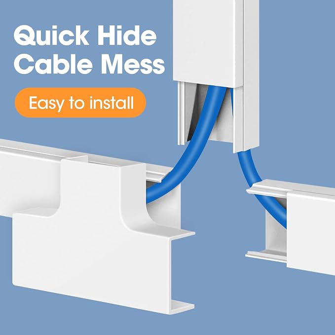 1000in Cord Hider Kit, Cord Covers for Wires on Wall, Paintable Cable Raceway, Cord Hider for Wall Mount tv, tv Cable Hider Wall kit, Wire Covers for Cords, 64X L15.7 X W0.96in X H0.57in, White