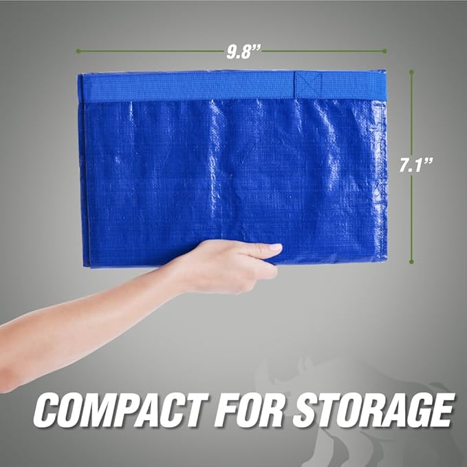 RUGGED RHINO Heavy Duty Extra Large Blue Moving Bags, Durable Bag with Strong Handles and Zipper, Moving Boxes Alternative for College Packing, Holiday Décor, Space Saving Storage with Label, 2 Pack
