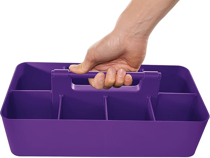 -Large Portable Caddy, DIY Dividers, 8 Compartments, School Office Supplies Home Business Organizer Portable Basket with Handle Made in USA (6 PACK, Royal Purple)