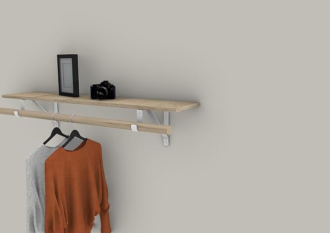 QCAA Heavy Duty Shelf Rod Bracket, 12.6" x 10.5", Powder Coated White, Made in Taiwan, 2 Pack
