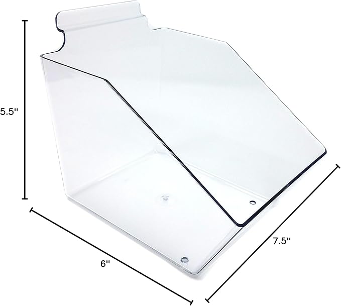 STORE FIXTURES DIRECT Clear Gridwall Acrylic Bins, Small Bin for Grid Panels - 6" L x 5.5" H x 7.5" D - 10 Pack