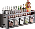 Kitchen Spice Rack Wall Mount Hanging Seasoning Box Over Stove Hanging Shelf Seasoning Jar Organizer for Sugar Salt Pepper (5 Box)