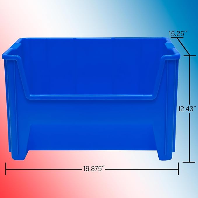 Akro-Mils 13017 Stak-N-Store Heavy Duty Stackable Open Front Plastic Storage Container Bin, (15" x 20" x 12-1/2"), Clear, (3-Pack)