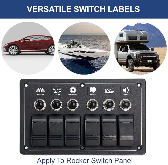 400 Pcs Car Switch Panel Stickers, 20 Designs Auto Switch ID Label Decals Fun Car Button Icon Black Dash Board Label Decals for Boat Truck
