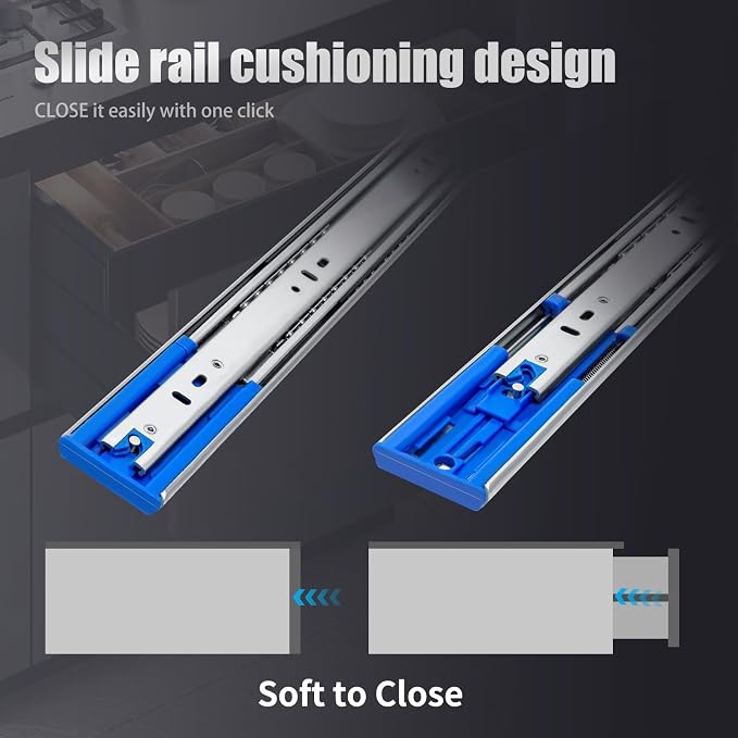 SLIDEWAY 200LBS Soft Close Heavy Duty Drawer Slides-28 Inch, Full Extension Heavy Duty Rail Runner Track, Ball Bearing Silent Glide Hardware for Cabinet, Tool Box, RV, Truck