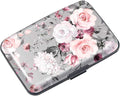 Coco Rossi Credit Card Holder RFID Aluminum Small Mini Wallet Women | Metal Wallet, Business Cards Holder, ID Case, Slim Sleeves, Womens Girls Gift, Carry Proof Wallets for Travel, Grey Flower