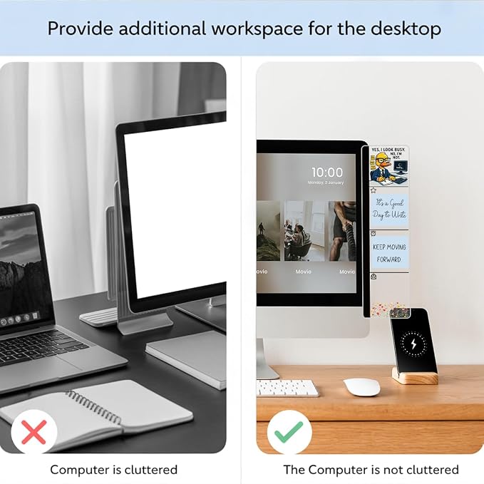 Monitor Memo Board Acrylic Sticky Note Holder Funny Office Duck Desk Decor with 100 Blue Self Stick Note Pads Yes I Look Busy Quote