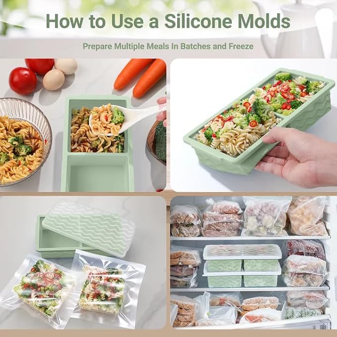 Aopigavi Silicone Freezer Tray with Lid – 2-Cup Soup Freezer Container Molds, Large Ice Cube Trays for Freezing Soup, Sauce & Broth, Meal Prep & Food Storage – Oven & Dishwasher Safe, 2-Pack