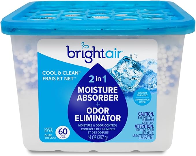 Bright Air, Cool & Clean, 2-in-1 Moisture Absorber & Odor Eliminator, Case of 4, Lasts up to 60 Days Each