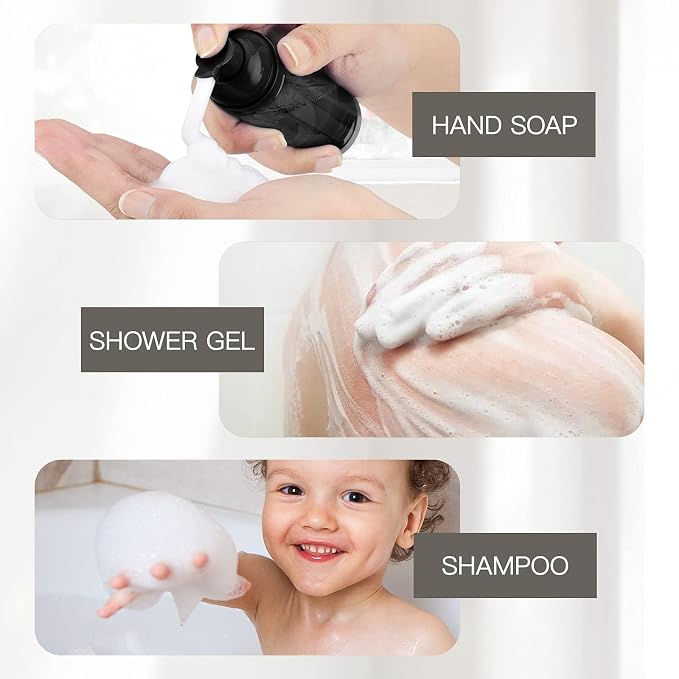 Travel Foam Pump Bottle - 2oz Empty Foaming Soap Dispenser for Lash Shampoo - Plastic Small Mousse Container Mini Travel Size - Refillable Eyelash Wash Cleanser Foamer 60ml Black Transparent