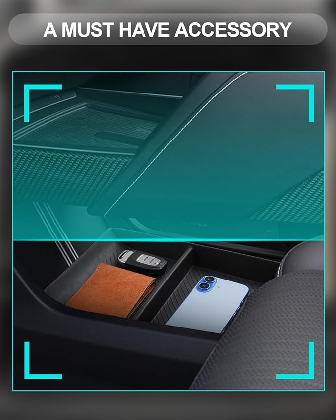 CDEFG for 2026 Cadillac Vistiq Center Console Organizer Lower Storage Tray | for 2026 Cadillac Vistiq Accessories Lower Console Floor Storage Box Silicone Material