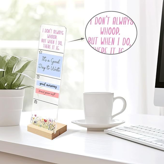 Sticky Notes Monitor Memo Board with Removable Wooden Base I Dont Always Whoop Funny Quote Message Board Portable Sticky Note Holder with 200 Sheets Sticky Notes Inspirational Office Desk Decor