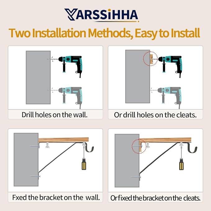 Yarssihha 6 Pack Adjustable Closet Rod Bracket, Wall Mounted Closet Shelf Bracket, Black Closet Rod Support Bracket with Screws