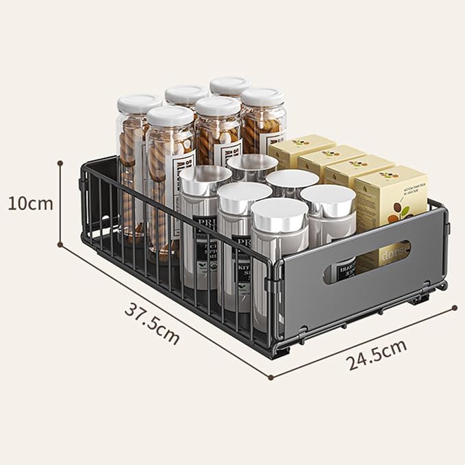Pull-out Cabinet Organizer Storage Basket Large Capacity Strong Load-Bearing Easy Installation No Drill Slide-Out Drawers Storage Racks (2pc Small)