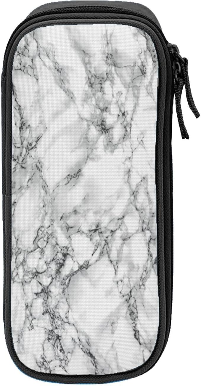 Perinsto Black And White Marble Pencil Case Big Capacity Multi Compartment Stationery Box Pencil Pouch Holder Desk Organizer For School Office Home
