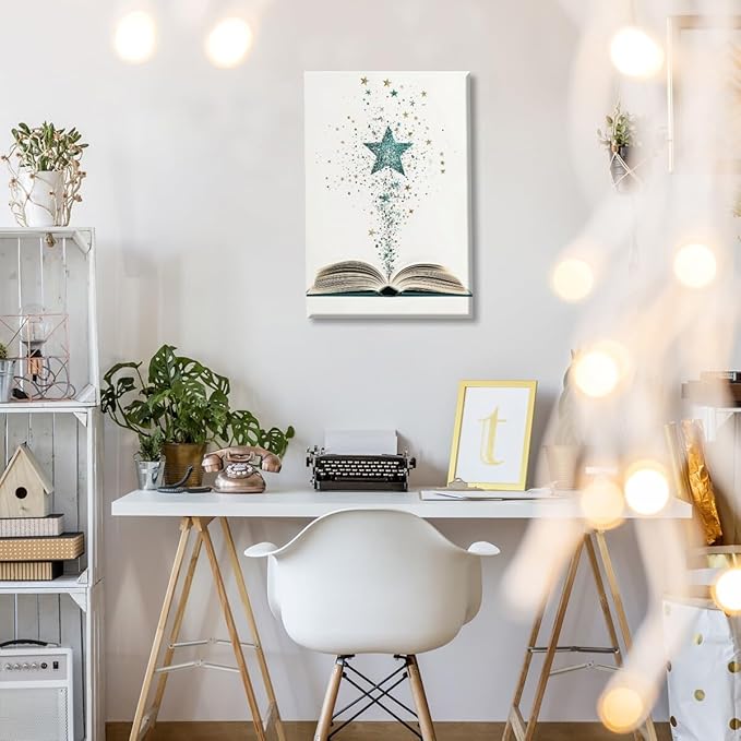 Magical Book Bookish Star Art Aesthetic Poster Canvas Wall Art Decoration Living Room Home Decor Bedroom Decoration Poster Unframed8x12inch
