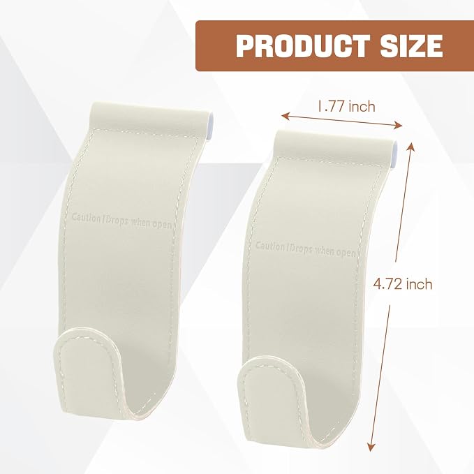 Hovom 2PCS Car Co-Pilot Glovebox Hooks, Anti-Scratch Auto Co-Pilot Glove Box Hanger Organizer, Vehicle Passenger Seat Hanging Storage Hook for Handbag Purse Umbrella, Car Accessories (Beige)