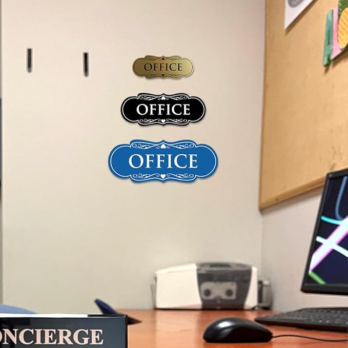 All Quality Designer Office Sign | Easy Installation - Silver - Medium (1 Pack)