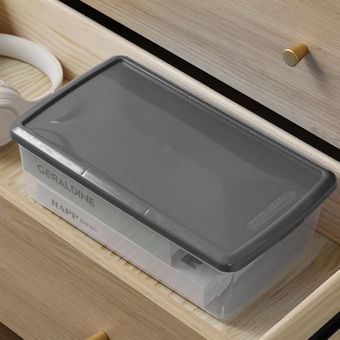 Clear Shoe Boxes Plastic Storage Bins with Lid,Lidded Shoe Boxes | Close,Stackable,Widely Used,See Through,Easy to Clean,Durable,Clear,Handle