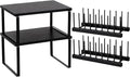 Marsui 4 Pcs Kitchen Organizer Accessories Set for Cabinet,Black | Cabinet Organizer Shelves, Bamboo Dish Drying Plate Rack, Wooden Counter Storage Holder, for Spice Dish Pot Lid Bowl Cup