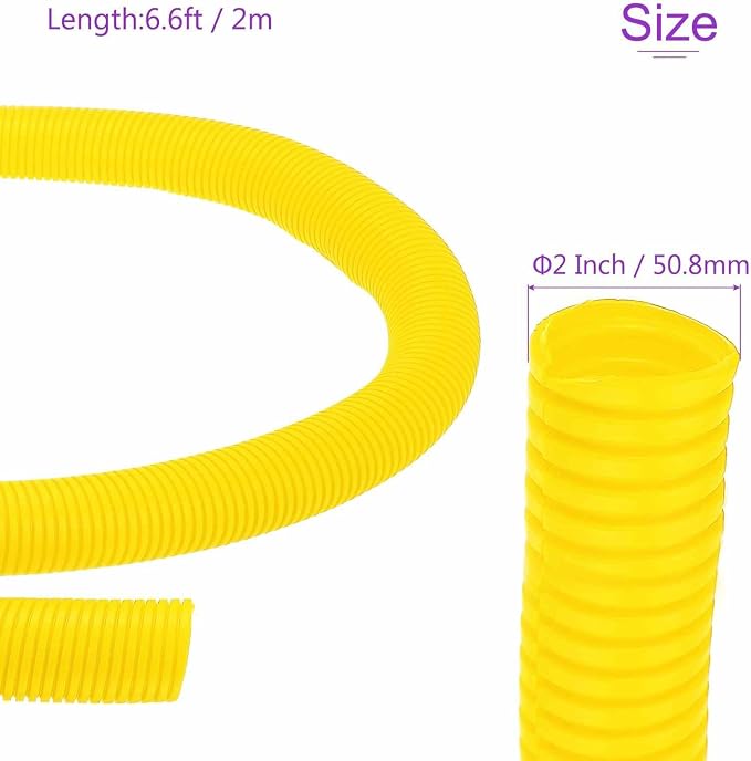 DMiotech 6.6ft Wire Loom Split Tubing 2 Inch(50.8mm) ID, Cord Protectors from Pet Flexible Conduit Cable Management for Office Home Garden, Yellow