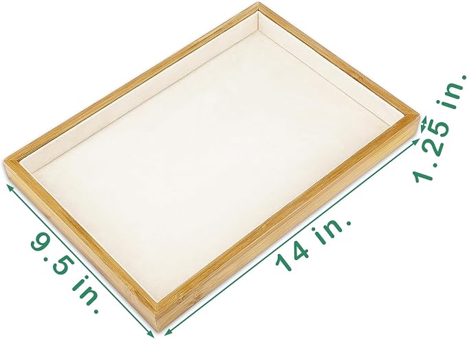 The Display Guys - Stackable Jewelry Tray and Organizer - for Drawers, Dressers, Store Display (Flat, Bamboo Suede)