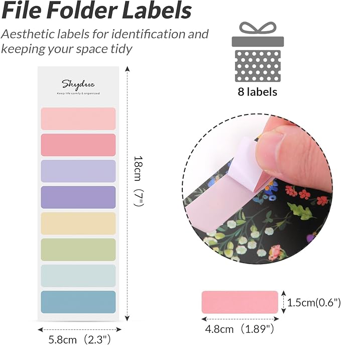 SKYDUE Accordion File Organizer, Floral Expanding File Folders with 5 Pockets, Cute Document Organizer for Paper Bills Receipt Storage, School Office & Hospital Supplies Letter/A4 Size Black