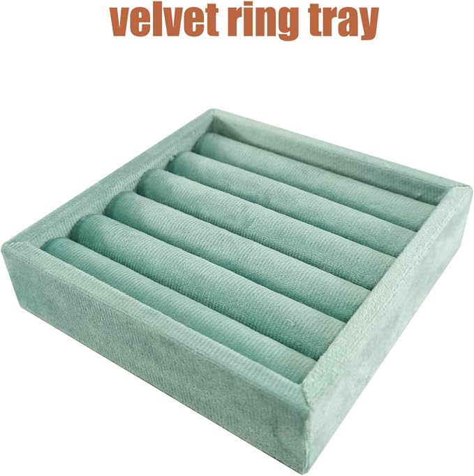 SCIKHETF Velvet Ring Earrings Studs organizer Tray Small Ring Insert Display Tray 5 Slots Stackable (Light Blue)