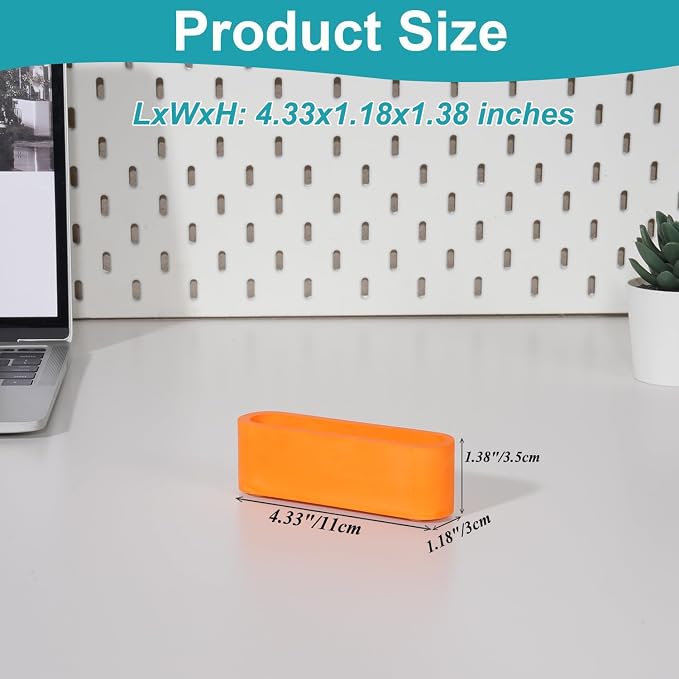 Business Card Holder for Desk, Handmade Resin Cement Desktop Business Card Display Stand Organizer for Women and Men, Orange