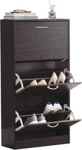 Haotian Shoe Cabinet for Entryway, Tall Freestanding Shoe Rack with 3 Flip-Drawers, Hidden Storage Shoe Organiazer Entrance Hallyway, Brown, FSR110-BR