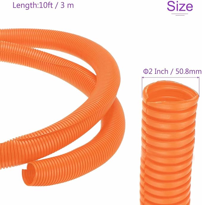 DMiotech 10ft Wire Loom Split Tubing 2 Inch(50.8mm) ID, Cord Protectors from Pet Flexible Conduit Cable Management for Office Home Garden, Orange