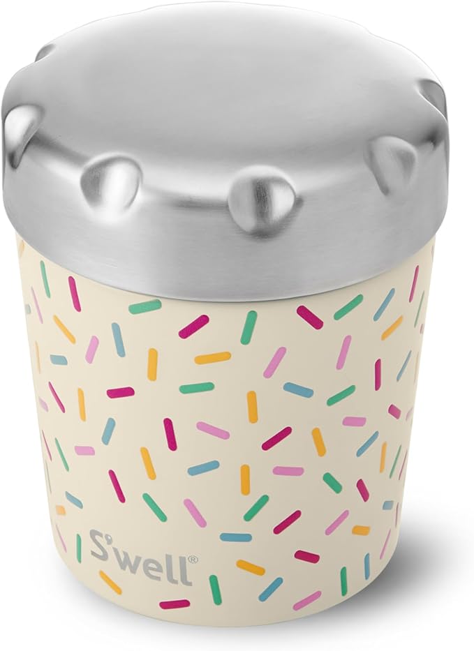S'well Stainless Steel Ice Cream Chiller, 16oz, Sweet Sprinkle, Triple Layered Vacuum Insulated Container Keeps Ice Cream Frozen For Up To Four Hours, BPA Free