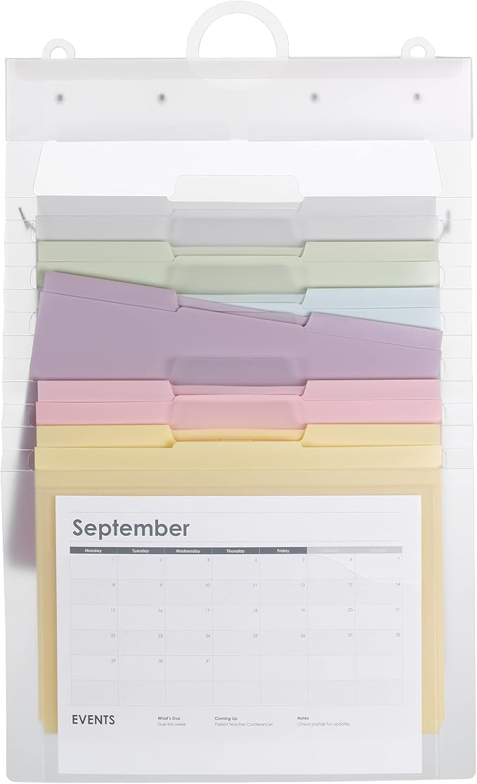 SMEAD Cascading Wall Organizer Gen 2, 6 Pockets, Letter Size, Pastel (92064)