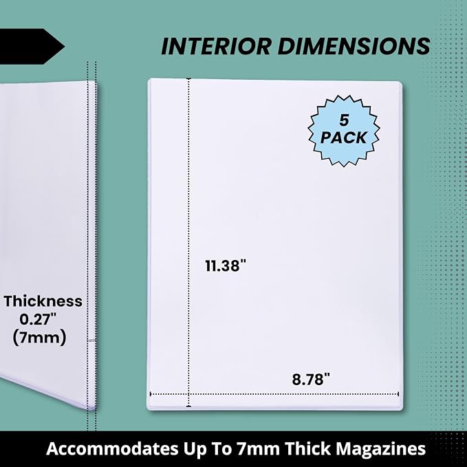(5 Toploaders) Display Zone Magazine Protector for Collectors Sleeve Covers | Clear Rigid Hard Top Loader Holders - Plastic Display Case 7mm Thick Opening