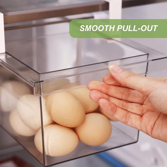 Yatmung 2 Pack Extra-Large Deli Drawer Organizer for Refrigerator Pull Out | Fridge Drawer Organizer and Storage Containers - Meat, Cheese, Produce, Fridge Sliding - Fridge Organization Bin