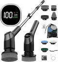 WKY-Electric Spin Scrubber - 10-in-1 Cordless Shower Scrubber & Cleaning Brush with Extendable Handle, 42 in-lbs Ultra High Torque, 2 Speeds, IPX7, LED Display, Smart AI Chip, for Bathroom, Kitchen