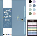 Sooez Aesthetic 8 Pocket Accordion File Organizer, Pastels Expanding File Folder for Important Document with Labels, Portable Receipt Bill Organizer for Office School Supplies, Letter Size Haze Blue