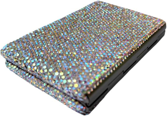 1Pc Card Wallet Card Case Bling Bling Business Card Holder,Colorful | Fashion,Crystal and Aluminum,Unisex-Adults,Compact Purse,Rhinestone