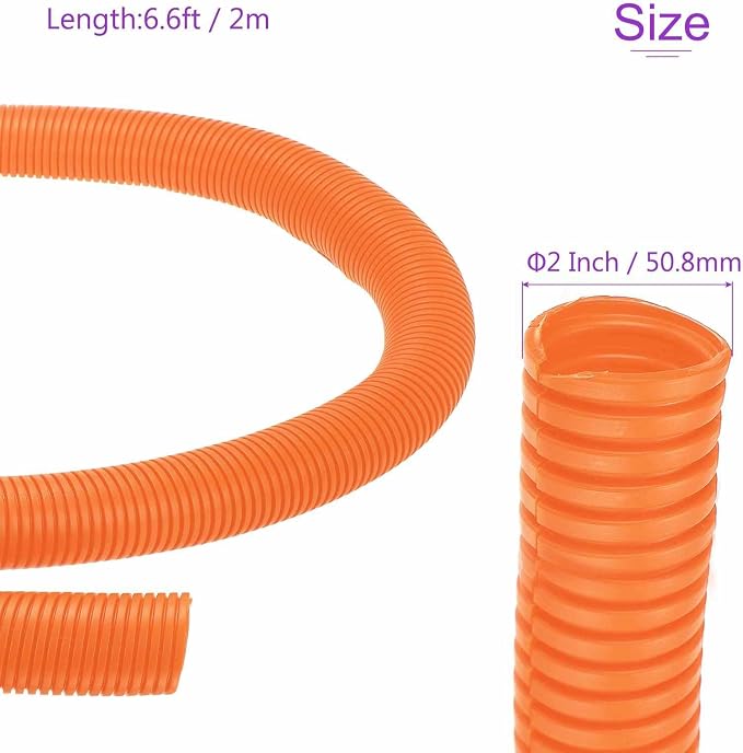 DMiotech 6.6ft Wire Loom Split Tubing 2 Inch(50.8mm) ID, Cord Protectors from Pet Flexible Conduit Cable Management for Office Home Garden, Orange