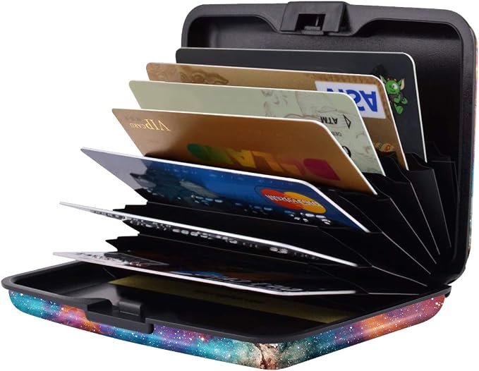 Coco Rossi Credit Card Holder RFID Aluminum Small Mini Wallet Women | Metal Wallet, Business Cards Holder, ID Case, Slim Sleeves, Womens Girls Gift, Carry Proof Wallets for Travel, Space